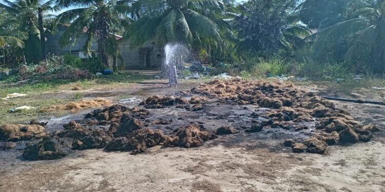 Mullaithevu விசுவமடு வள்ளுவர்புரம் பகுதியில் தும்பு தொழிற்சாலையில் தீ விபத்து.